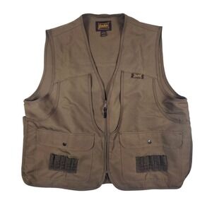 Gamehide Mens XL Hunting Shooting Vest Olive Brown Canvas Shell Loops Game Bag